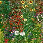 Gustav Klimt Canvas Paintings - Garden with Sunflowers 1905-6